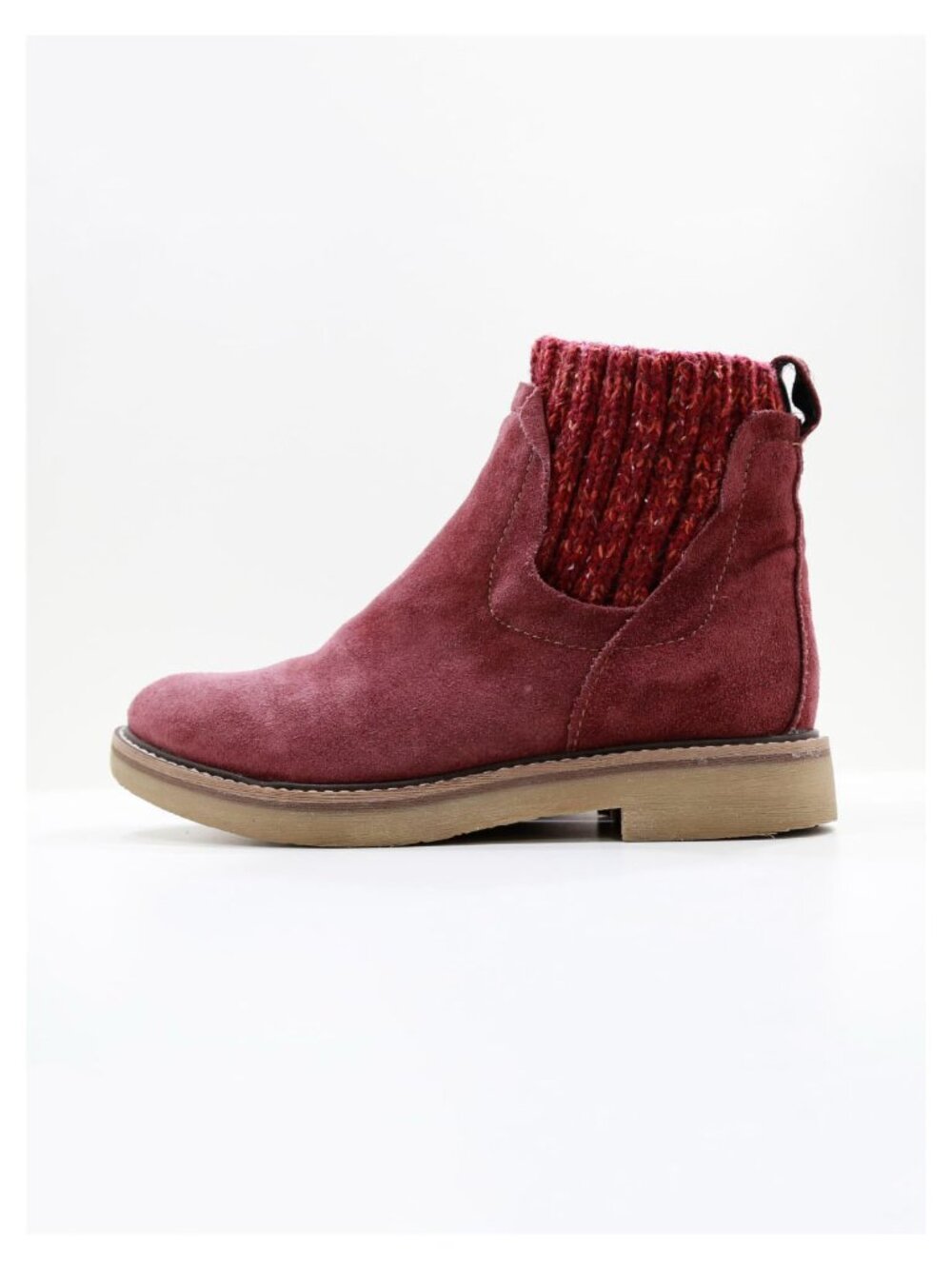 Comfortiva Rawnie Burgundy Suede Leather Flat Ankle Boots - Women's 7.5 Wide